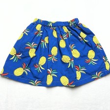 Hanna Andersson Pineapple Skirt Girls 6-7Y Blue Yellow Cotton Summer Picnic