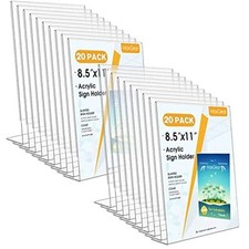 Acrylic Sign Holder 8.5 x 11 Inches, Clear Sign Holders Plastic Display 20