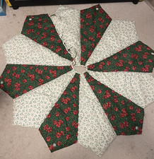 Beautiful christmas tree skirt handmade reversible Approx 50" red and green