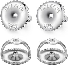 2-Pairs Screw Earring Backs for Threaded Post .032"/0.8Mm,18K Gold Plated Sterli