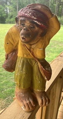 Vintage 1970 Golf Monkey Chimpanzee Chalkware Statue By Progressive Art Products