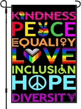 Pride Garden Flag - Kindness, Peace, Equality, Love, Inclusion, Hope, Diversity
