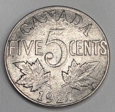 1927 Canada 5 Five Cents - Circulated Canadian Nickel World Coin - L2