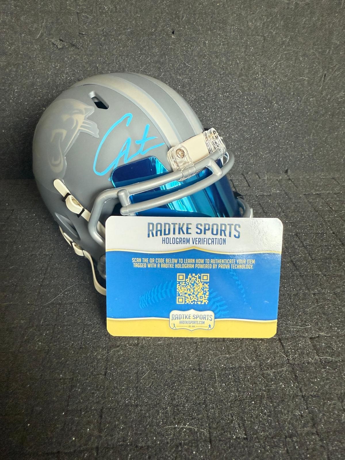 Cam Newton Autographed Signed Carolina Panthers MINI HELMET SLATE COLLECTION RIDDELL RADTKE SPORTS COA 