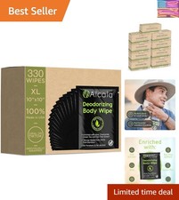 Deodorizing Body Wipes Individual Shower Wipes 100% Pure Biodegradable Bamboo...