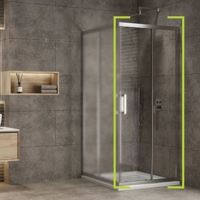 Türseite Duschkabine Eckig Nische Dafne Kristall 6 mm 130 cm transparent
