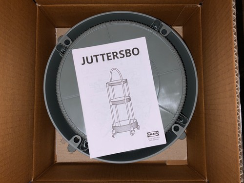 Carro de almacenamiento utilitario Ikea Juttersbo 3 niveles con ruedas 36"x14" gris verde - Imagen 2 de 2