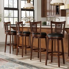 6/4/2 Piece Swivel Bar Stools Bar Height Barstools w/ Backrest  Solid Wood Legs