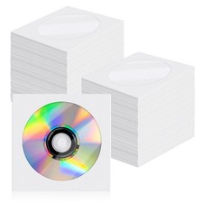 200 PCS CD DVD Sleeves White Envelope Holder Clear Window Flap 5x5 Inch Pack
