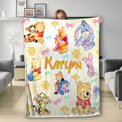 Personalized Disney Coquette Bows Winnie The  Fleece Blanket Gift For Friends#4