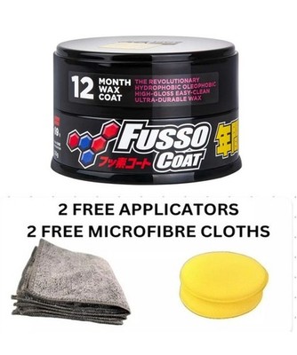 Soft99 Fusso Mantel 12 Monate Autowachs dunkle Farbe - UK-BESTAND - KOSTENLOSE Pads & Tücher