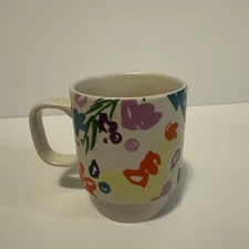 Starbucks Spring Floral Ceramic Stackable Coffee Cup Mug 12 oz 2016