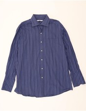 TOMMY HILFIGER Mens Formal Shirt Size 16 1/2 Large Navy Blue Striped DL09