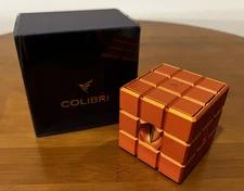 Colibri Heritage Cube Desk Table Cigar Cutter - Orange - Straight / V / 3 Punch