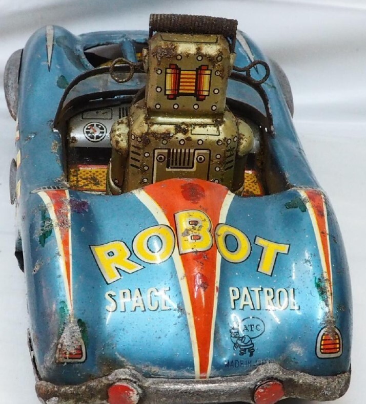 旭玩具ロボット スペース パトロール メルセデス ベンツ tin toy car Asahi Toy ROBOT SPACE PATROL X-5 Friction (malfunction) tin toy