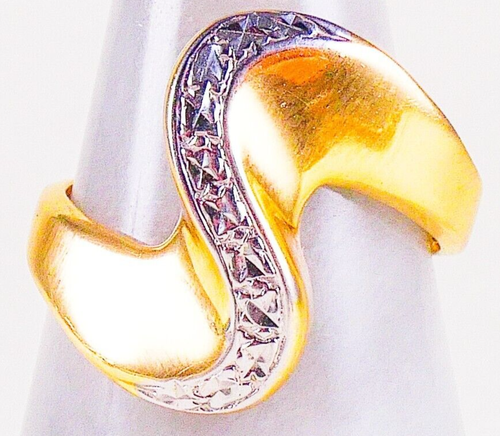 Michael Anthony Designer 14K Yellow/White Gold Wide Swirl Ring Size 6 3.02 Grams