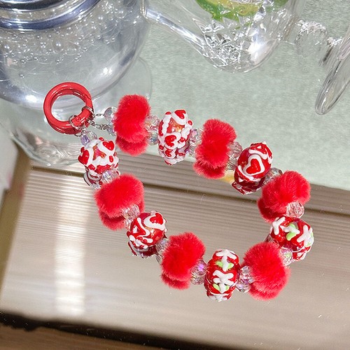 Anti Loss Phone Chain Hairball Hand Drawn Beaded Phone Chain Bag Hanging Decor - 第 4/20 張圖片