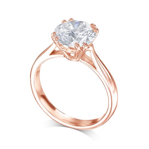 Anillo de compromiso de diamantes VS1 E redondo 4 quilates creado en laboratorio certificado IGI especial - Imagen 7 de 7