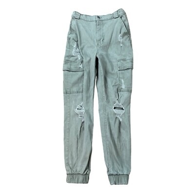 Hollister Womans Cargo Ultra High Rise Jogger Pants Size S Olive Green  Distress
