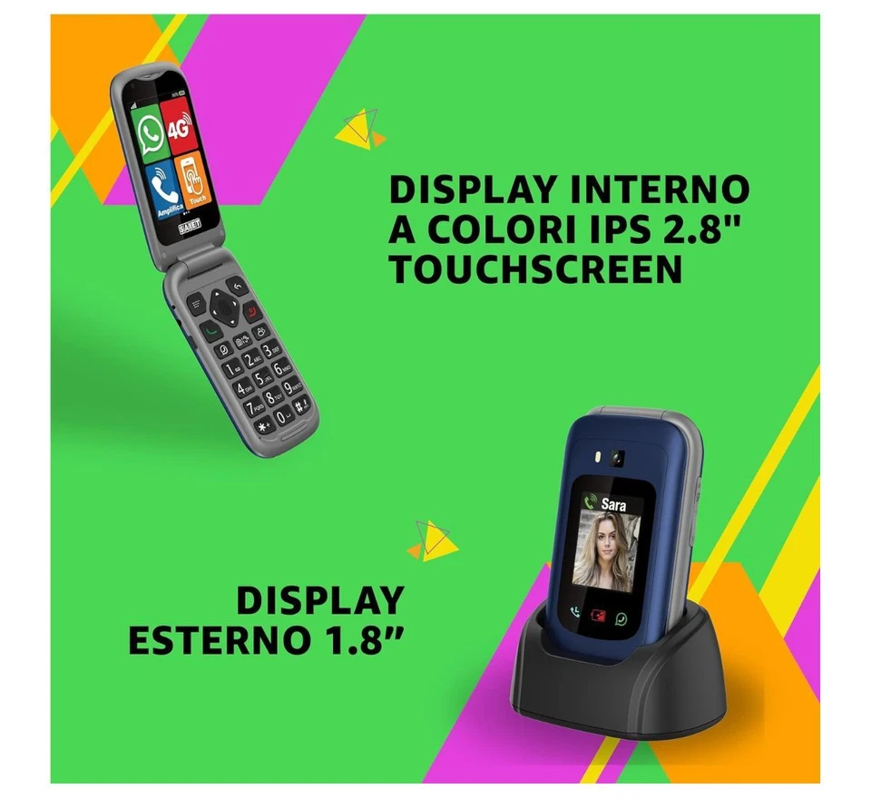 Telefono cellulare per anziani a CONCHIGLIA telefonino flip 4g tasti grandi sos - Immagine 2 di 4