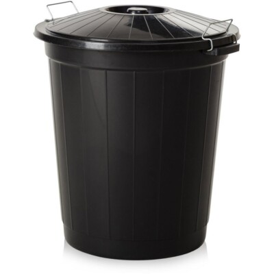 Schließfach Mülleimer hergestellt mit Recycling Kunststoff Mülleimer Deckel 25-90 Liter schwarz