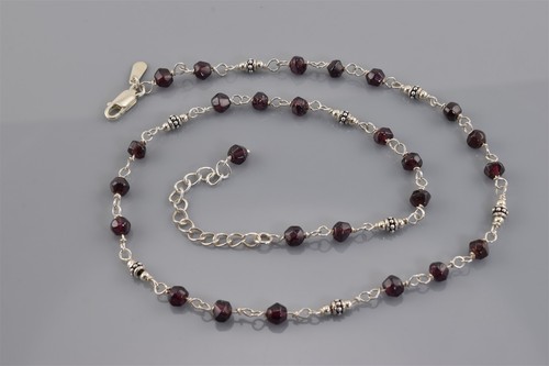Collar Silpada Plata Esterlina Granate Rojo N1053 Estación de Cuentas Facetadas 925 16" - Imagen 2 de 5
