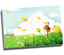 Nursery Art Summer Garden Kids Canvas Print Wall Art 30x20" A1