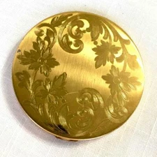 ELGIN American 14k Gold Plated Round Powder Compact Made in USA