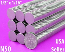 13mm x 1.5mm N50 Neodymium Magnets - Rare Earth Disc Mags - 1/2 x 1/16 Inch