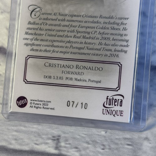 Cristiano Ronaldo Futera Unique 2023 Heritage Red Green Numbered 7 / 10 MINT - Picture 6 of 9