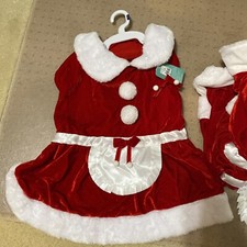 Pets Mrs. Clause Dress Size XXLarge Fuax Fur Christmas Costume With Bow Clips