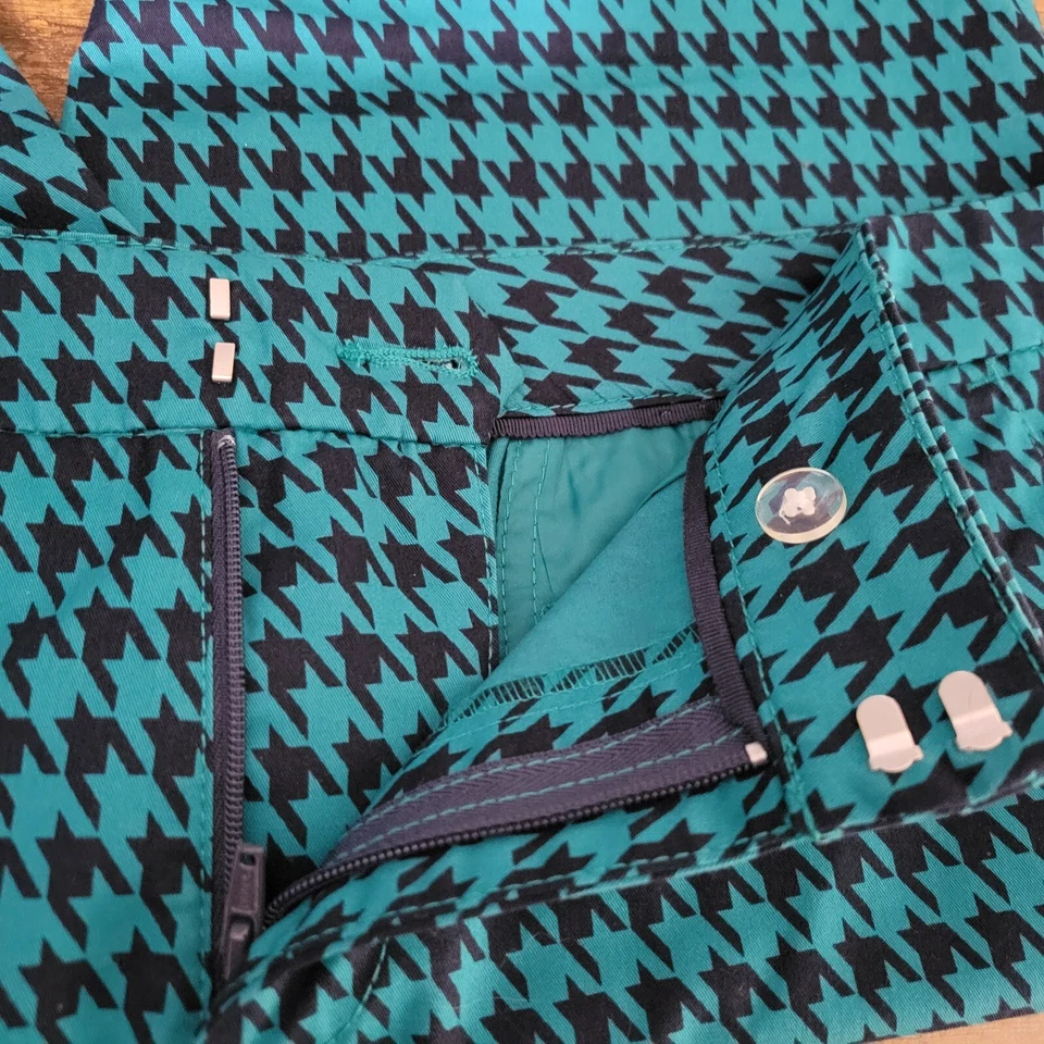 Tommy Hilfiger Pantalones Mujer 10 Verde Pata de Gallo Bolsillos Cortos con Puños 34x26 Foto 3 de 4