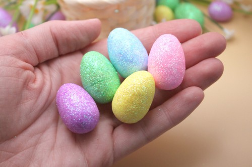 Miniature Easter Eggs 10 or 25 Pk of 2 cm & 3 cm Colored Glitter Foam Egg Decor - Picture 5 of 17