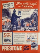 1947 Print Ad Prestone Eveready Anti-Freeze Firemen Fight Blaze in Snowy Winter