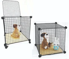 Wire Panel Assembly for Pet Cat Bird Dog Cage, Top or Side Lock Door & Caster