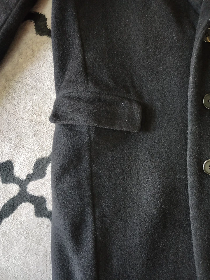 Abrigo largo de lana estándar vintage Journal para mujer talla mediana negro hecho en Italia Foto 4 de 4