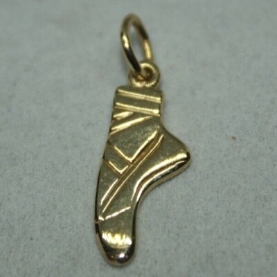 100% Genuine 10k Solid Yellow Gold Ballet Ballerina Shoes Pendant or Charm