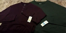 Men's Haggar Crew Neck Polo Lightweight Poly-Cotton Mesh Knit Burgundy Small
