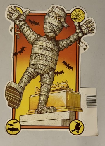 Vintage CLEO Gibson Halloween Mummy Two Sided Decoration - NOS - Picture 2 of 6