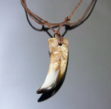 Wolf Tooth Necklace Faux Fang Talisman Lion Teeth Jewelry Tribal Men's Amulet