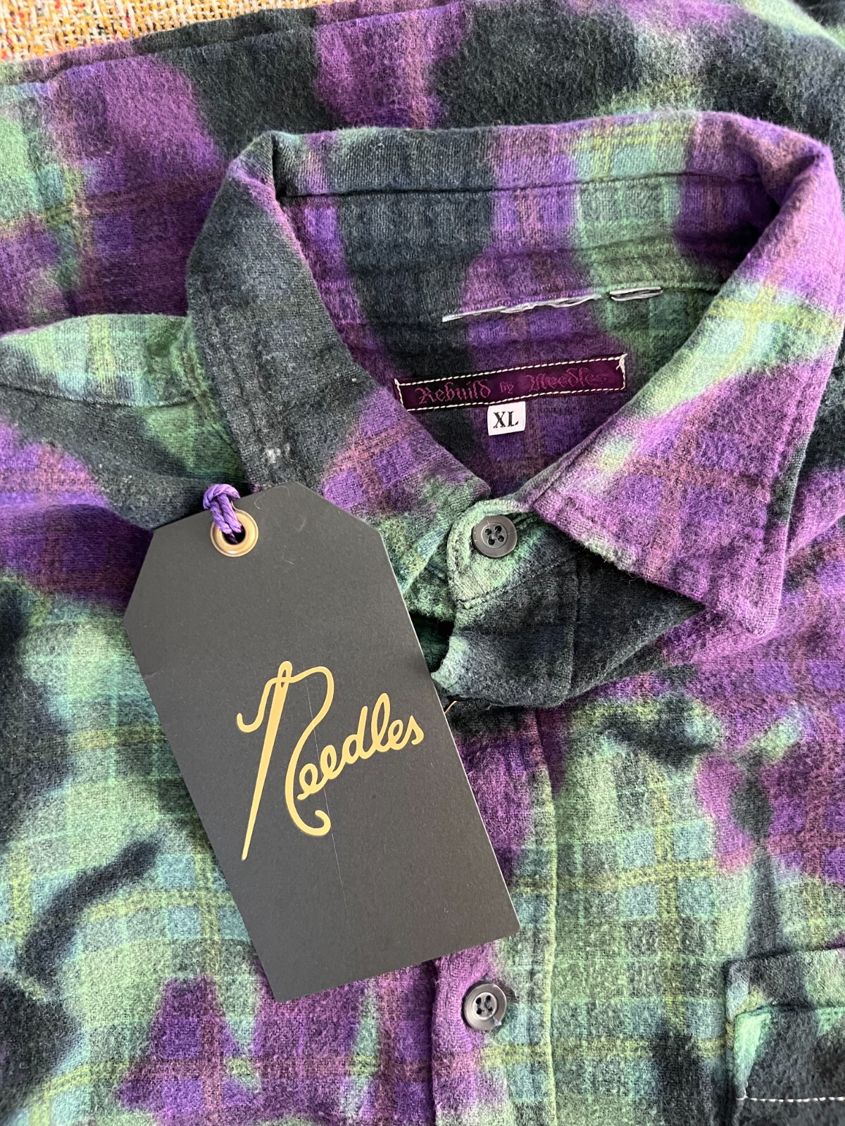 Needles Rebuild 7 Cuts Flannel - Size XL - Tie Dye - NEW - Made in Japan image 7