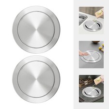 Stainless Steel Countertop Trash Can Lid - Built-in Chute Cover