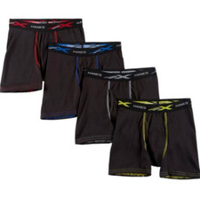 Hanes L10001 Boys Ultimate X Temp 4-Pack Performance Black Boxer Brief Size M