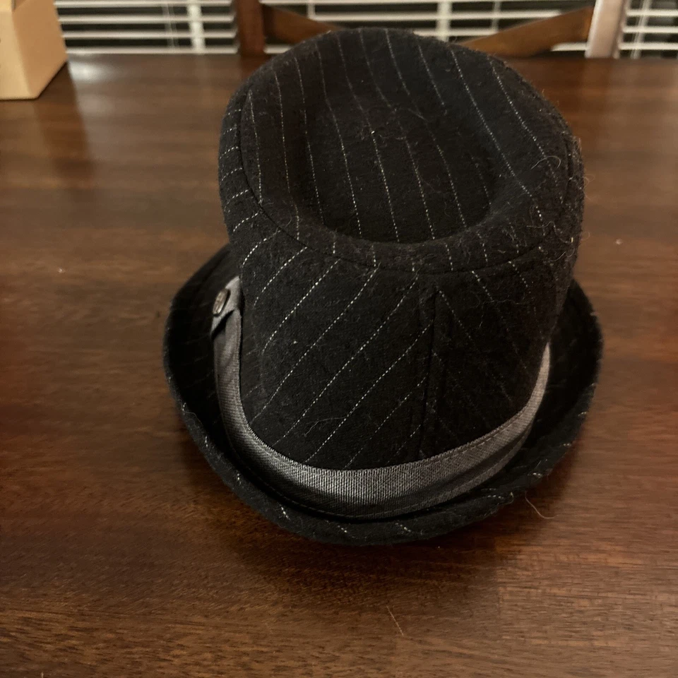 Helix Pinstripe Fedora Hat - Small/Medium Contrast Band Wool Blend Unisex - Image 4 of 4