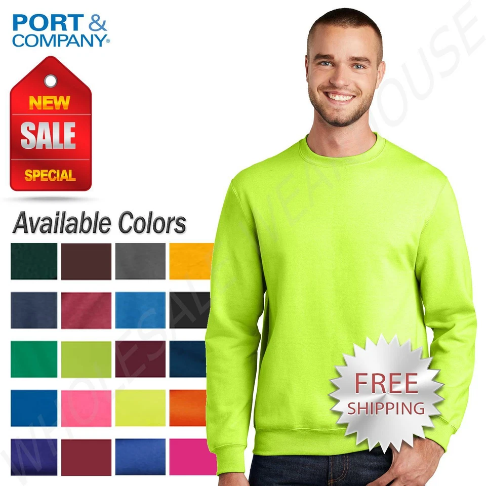 Port & Company Men's Long Sleeve Rib Knit Collar Crewneck Sweatshirt PC78