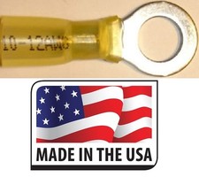  50 12-10 GA 3/8" YELLOW 3M HEAT SHRINK RING CONNECTOR TERMINAL MADE IN USA