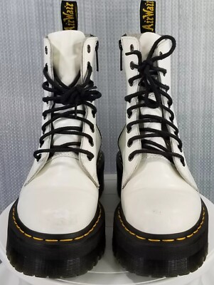 DR. MARTENS JADON WHITE SMOOTH LEATHER PLATFORM ZIP SIDE