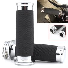 Chrome 1" 26mm Handle Bar Hand Grips For Harley Touring Chopper Bobber Cruiser