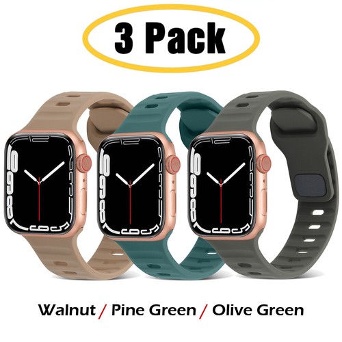 3 PACK Silicone Strap Sport Band for Apple Watch 10 9 8 7 SE 44/41/45/42/46/49mm - Picture 13 of 14