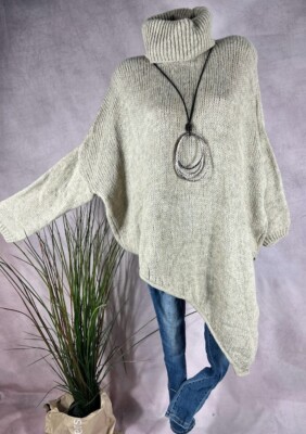 Stricken Pullover Asymmetrisch Damen OVERSIZE Strick Pullover